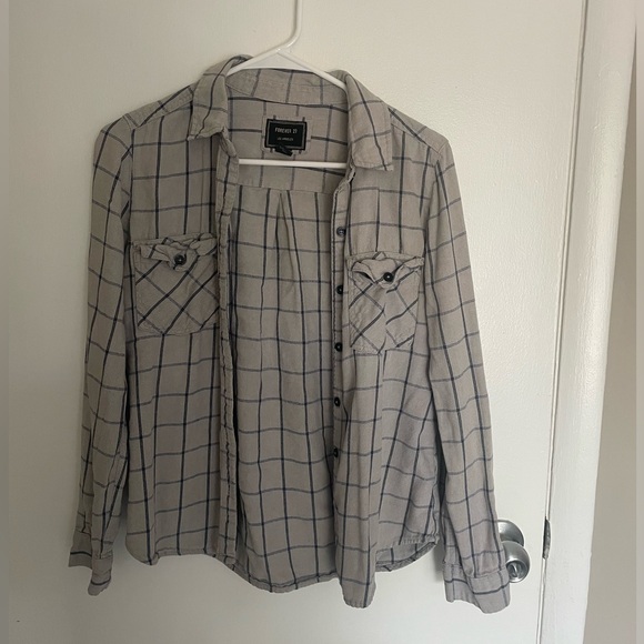 Grey Plaid American Eagle Flannel Medium - Picture 1 of 3